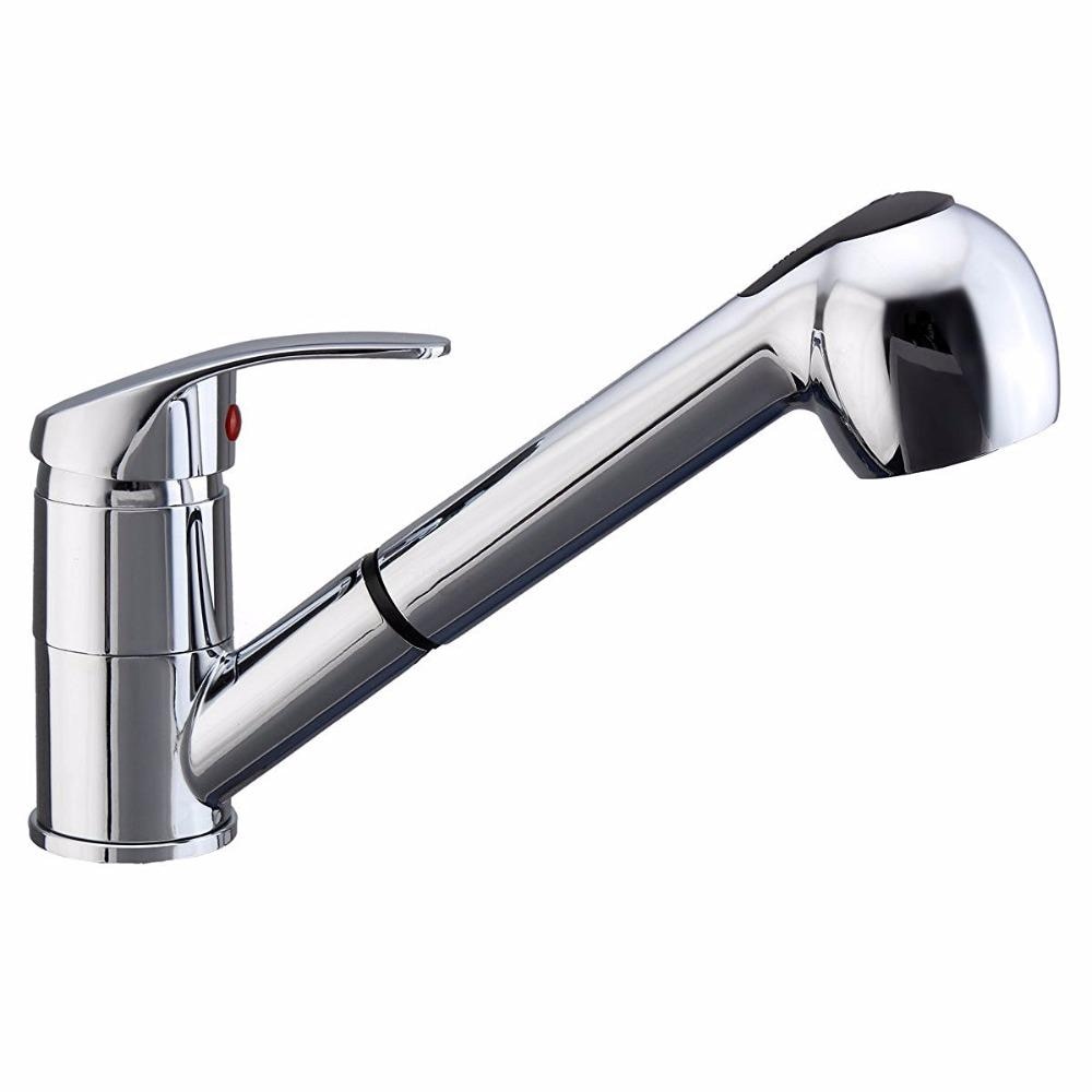 Kitchen Sink Basin Chrome Pull Out Spray Basin Monobloc Kitchen Mixer Tap Faucet